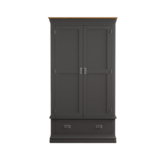 Bennett Oak and Charcoal Painted Double Wardrobe