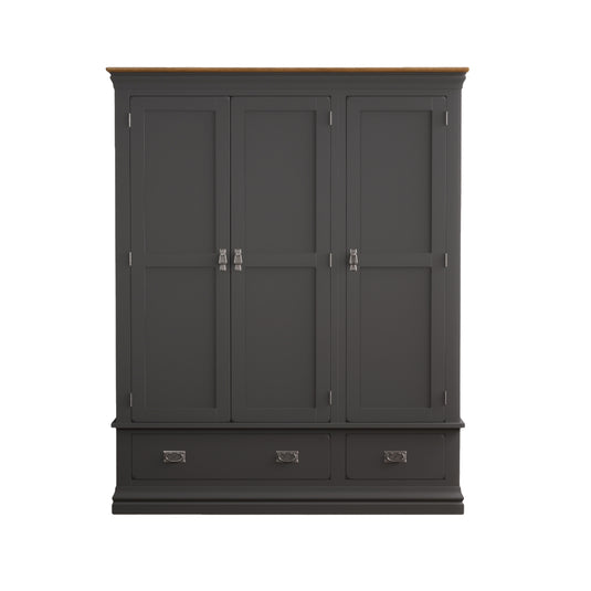 Bennett Oak and Charcoal Painted Triple Wardrobe