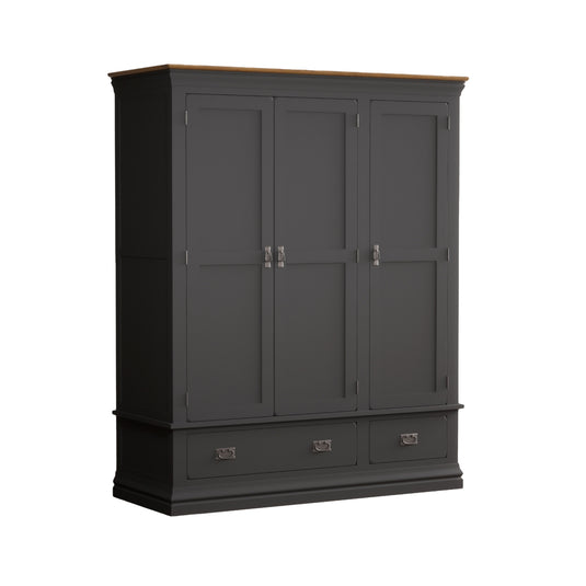 Bennett Oak and Charcoal Painted Triple Wardrobe