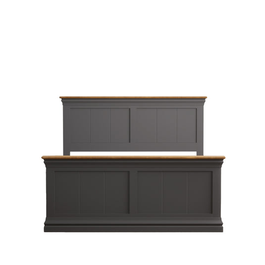 Bennett Oak and Charcoal Painted Double Bed