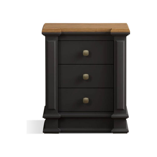 Bewley Oak and Charcoal Grey Painted 3 Drawer Bedside Chest