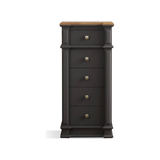 Bewley Oak and Charcoal Grey Painted 5 Drawer Tallboy