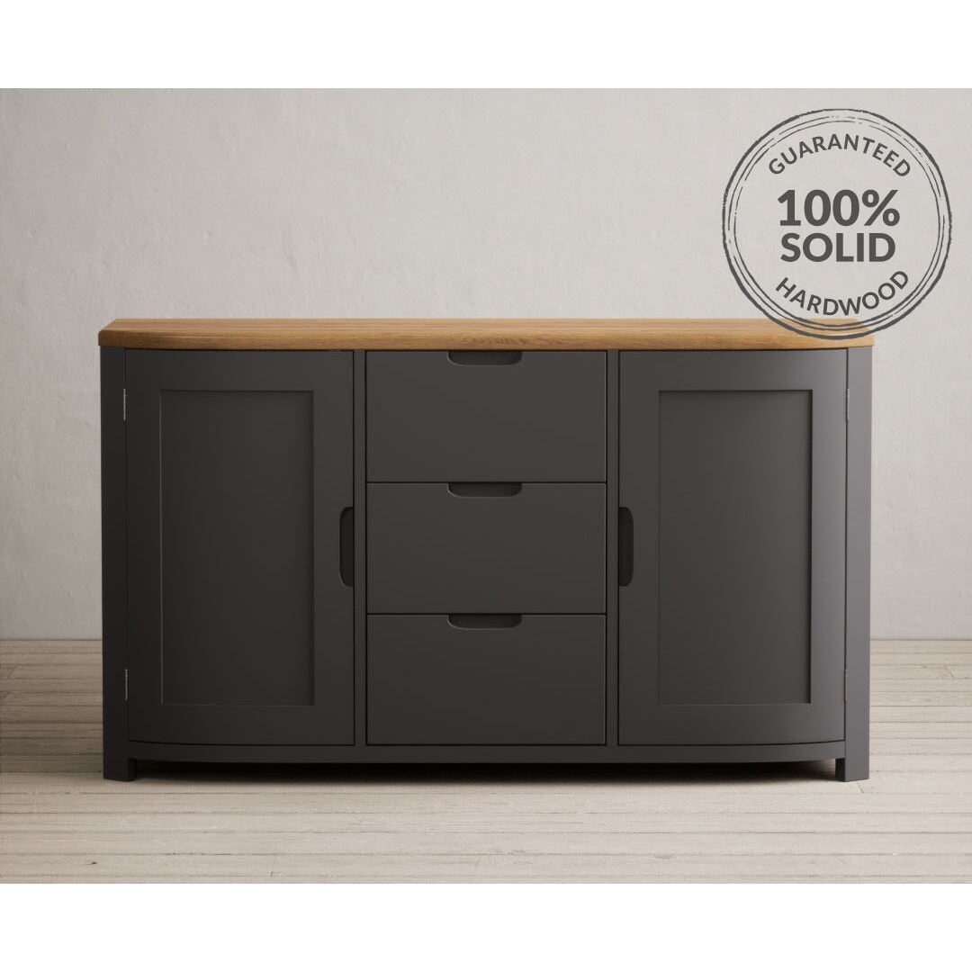 Brahms Oak and Charcoal Grey Painted Large Sideboard | Oak Furniture ...