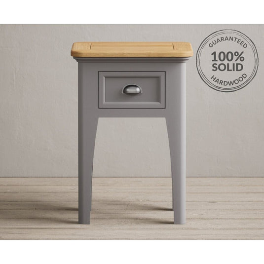 Bridstow Oak and Light Grey Painted 1 Drawer Bedside Storage Bridstow 