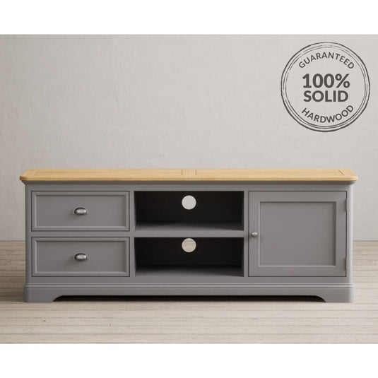 Bridstow Oak and Light Grey Painted Super Wide TV Cabinet Occasionals Bridstow 