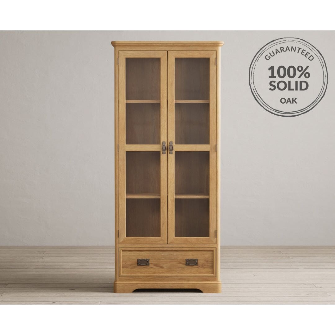 Ashton Solid Oak Glazed Display Cabinet | Oak Furniture Superstore