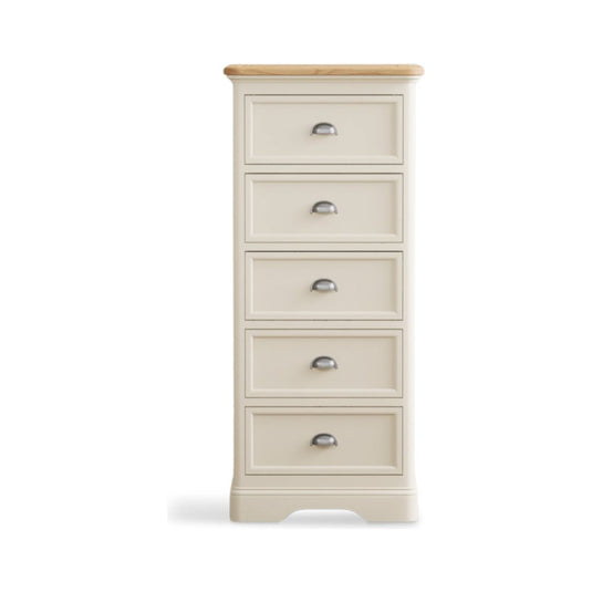 Ashton Oak and Cream Painted 5 Drawer Tallboy