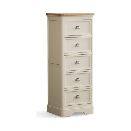 Ashton Oak and Cream Painted 5 Drawer Tallboy