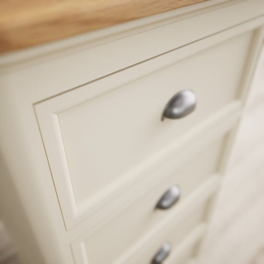 Ashton Oak and Cream Painted 5 Drawer Tallboy