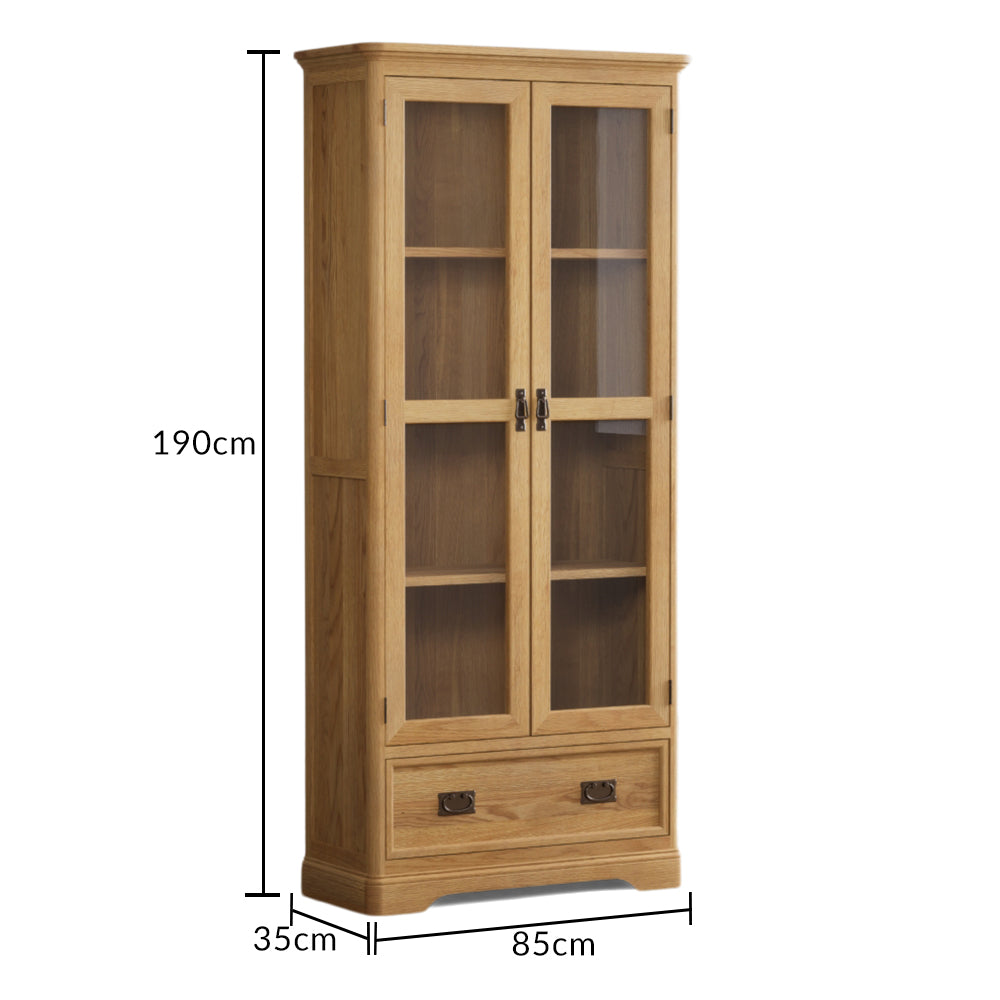 Ashton Solid Oak Glazed Display Cabinet | Furniture 48