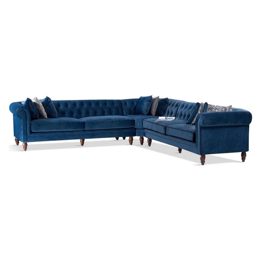 Cavendish Large Blue Velvet Corner Sofa