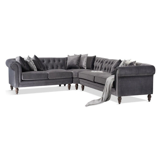 Cavendish Medium Grey Velvet Corner Sofa