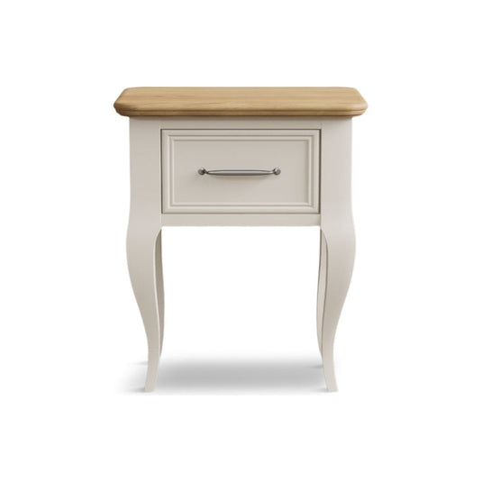 Maison Oak and Soft White Painted 1 Drawer Bedside Table