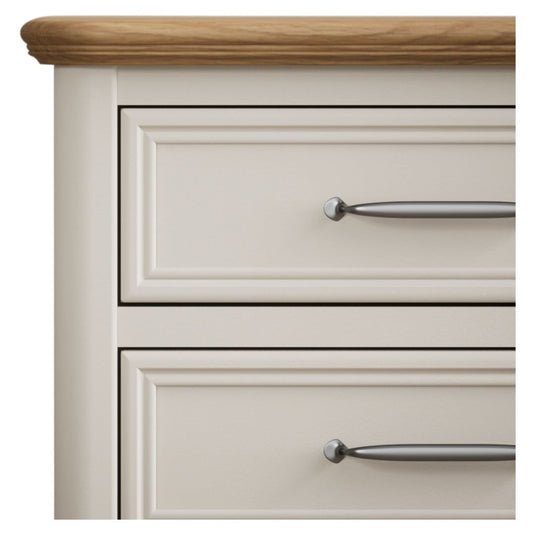 Maison Oak and Soft White Painted 5 Drawer Tallboy