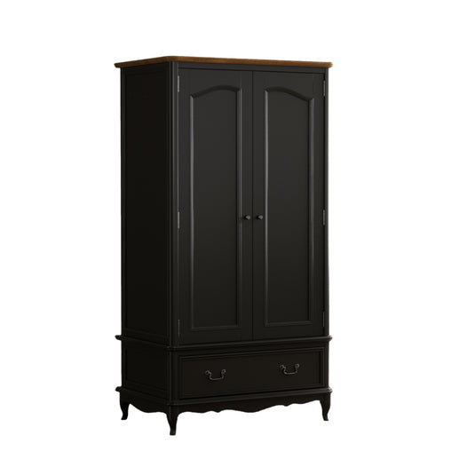 Maison Noir Oak and Black Painted Double Wardrobe