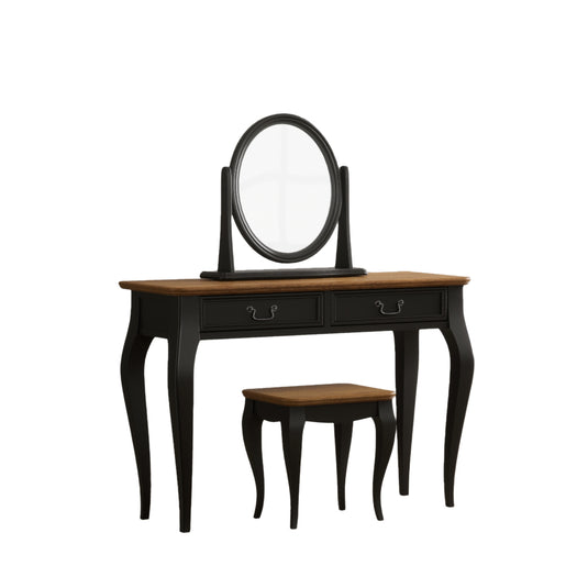 Maison Noir Oak and Black Painted Dressing Table Set