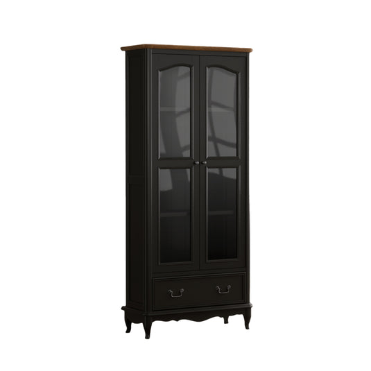 Maison Noir Oak and Black Painted Display Cabinet
