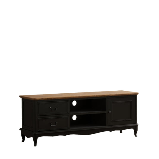 Maison Noir Oak and Black Painted Super Wide TV Cabinet