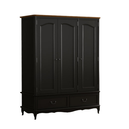 Maison Noir Oak and Black Painted Triple Wardrobe