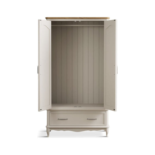 Maison Oak and Soft White Painted Double Wardrobe