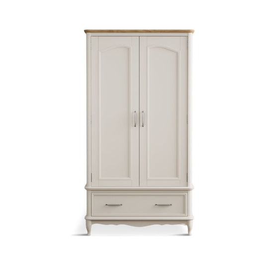 Maison Oak and Soft White Painted Double Wardrobe