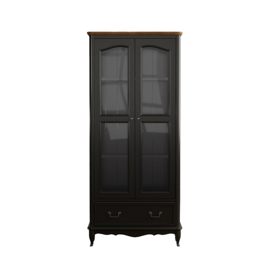 Maison Noir Oak and Black Painted Display Cabinet