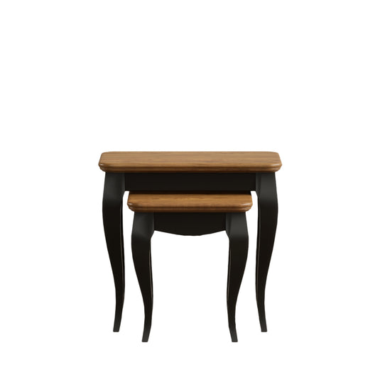 Maison Noir Oak and Black Painted Nest Of Tables