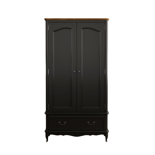Maison Noir Oak and Black Painted Double Wardrobe