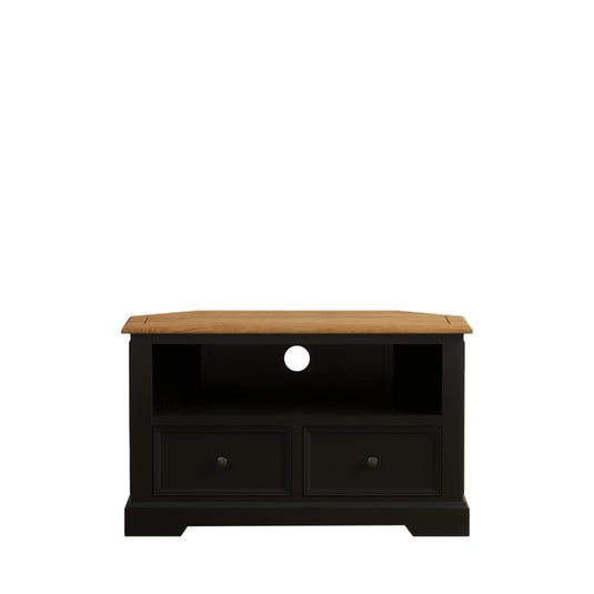 Marden Oak and Black Painted Corner TV Cabinet