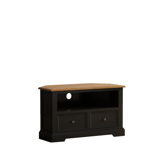 Marden Oak and Black Painted Corner TV Cabinet