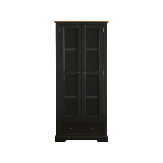 Marden Oak and Black Painted Glazed Display Cabinet