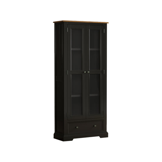 Marden Oak and Black Painted Glazed Display Cabinet