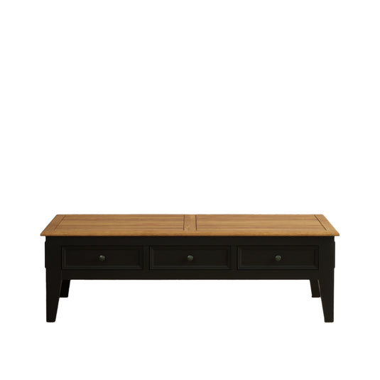 Marden Oak and Black Painted Extra Large 6 Drawer Coffee Table
