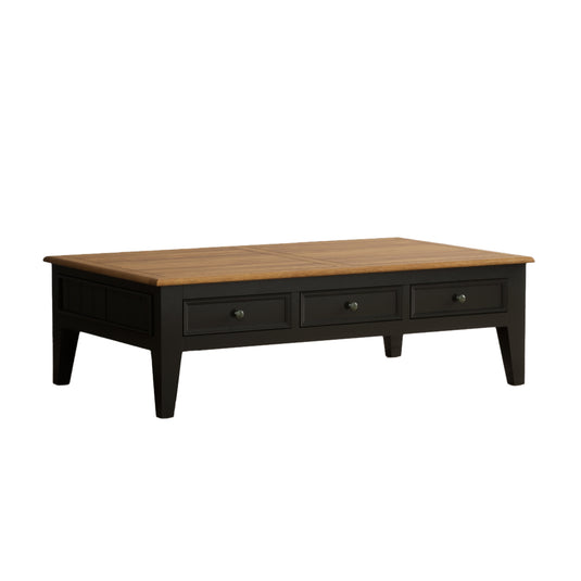 Marden Oak and Black Painted Extra Large 6 Drawer Coffee Table
