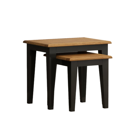 Marden Oak and Black Painted Nest Of Tables
