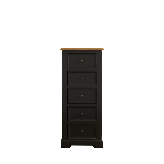 Marden Oak and Black Painted 5 Drawer Tallboy