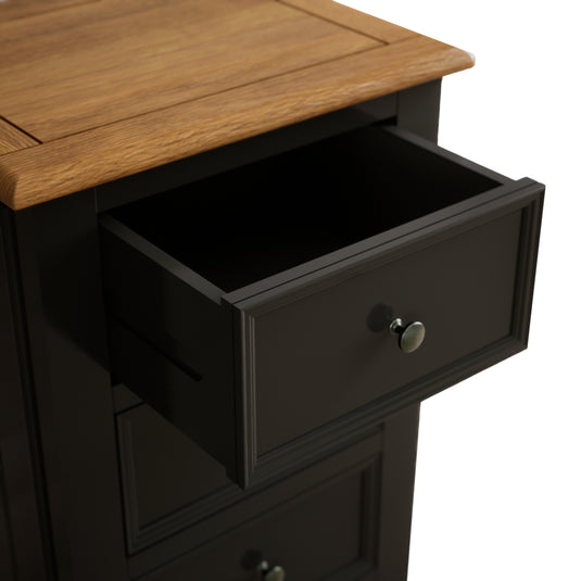 Marden Oak and Black Painted 5 Drawer Tallboy