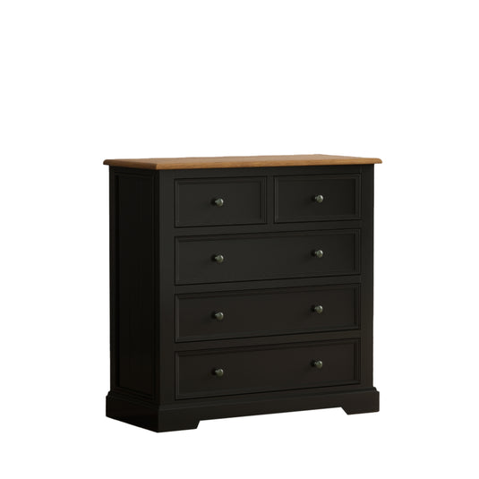 Marden Oak and Black Painted 2 Over 3 Chest of Drawers