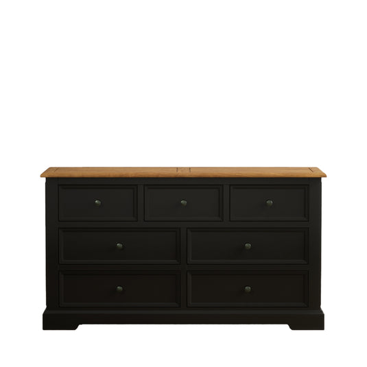 Marden Oak and Black Painted Wide Chest Of Drawers