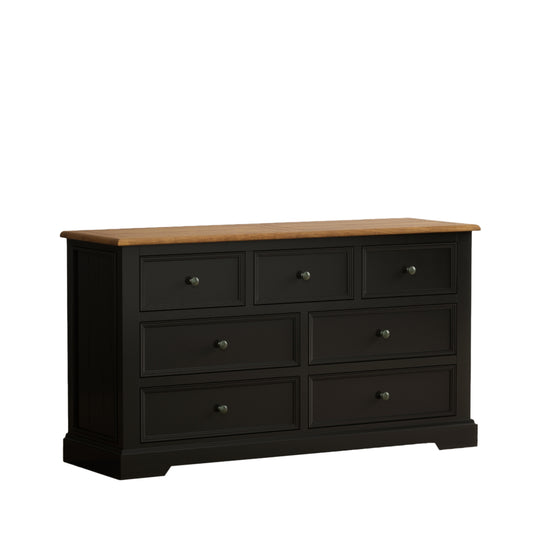 Marden Oak and Black Painted Wide Chest Of Drawers