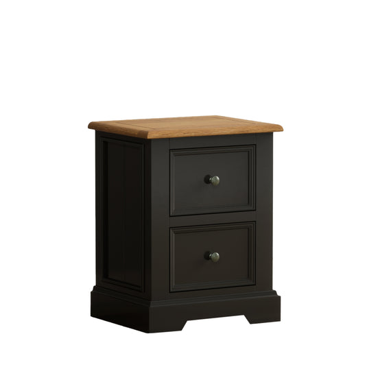 Marden Oak and Black Painted 2 Drawer Bedside Chest