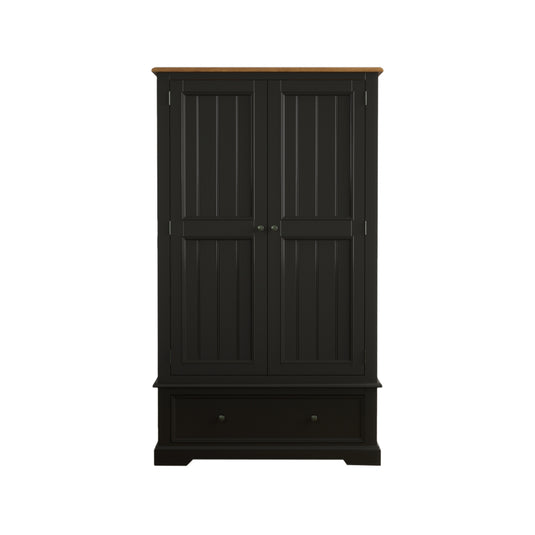 Marden Oak and Black Painted Double Wardrobe