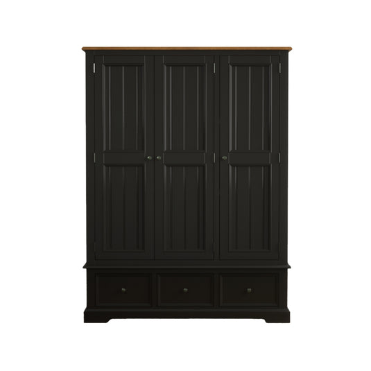 Marden Oak and Black Painted Triple Wardrobe
