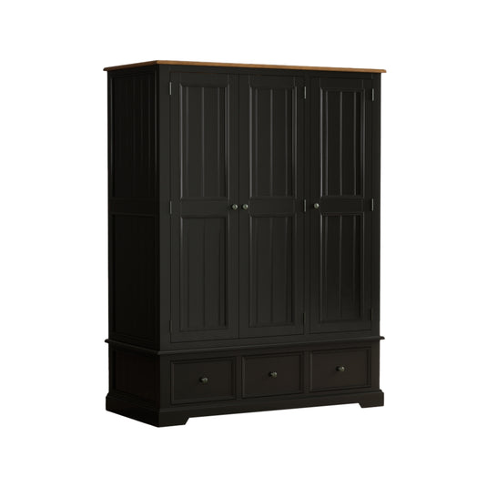 Marden Oak and Black Painted Triple Wardrobe
