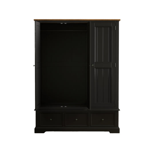 Marden Oak and Black Painted Triple Wardrobe