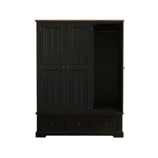 Marden Oak and Black Painted Triple Wardrobe