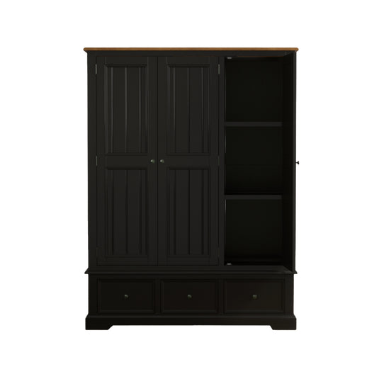 Marden Oak and Black Painted Triple Wardrobe