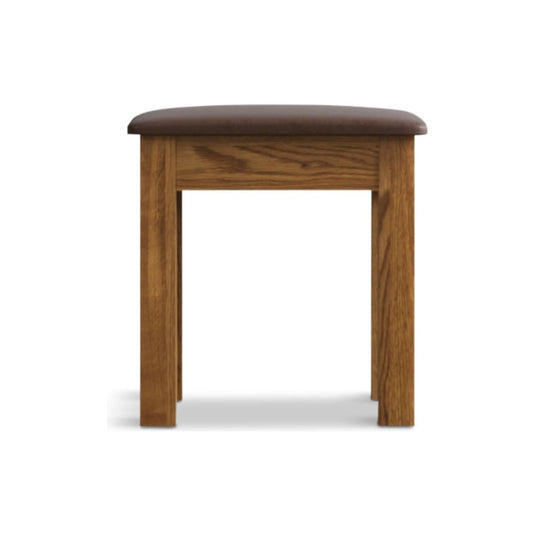 Brantham Rustic Solid Oak And Leather Dressing Table Stool Stool Brantham Rustic 