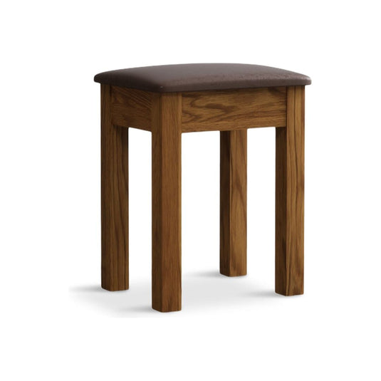 Brantham Rustic Solid Oak And Leather Dressing Table Stool Stool Brantham Rustic 