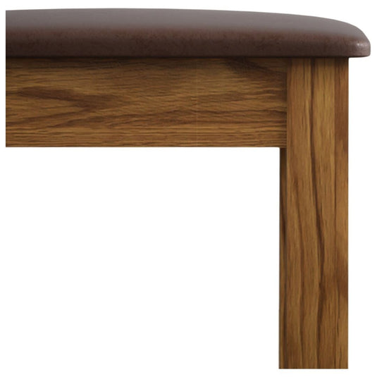 Brantham Rustic Solid Oak And Leather Dressing Table Stool Stool Brantham Rustic 